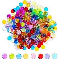 Hebayy 250 Transparent 8 Color Clear Bingo Counting Chip Plastic Markers (Each Measures 3/4 inch in Diameter)