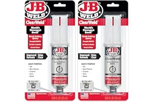 J-B Weld ClearWeld 5 Minute Epoxy, Clear, Syringe, 2 Pack, 50112-2