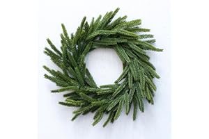 Vita Domi 12" Real Touch Norfolk Pine Wreath, Christmas Wreaths for Front Door Outside, Green Wreath Christmas, Faux Cedar Wreath, Window Wreaths, Evergreen Wreath, Norfolk Wreath, Chair Wreath