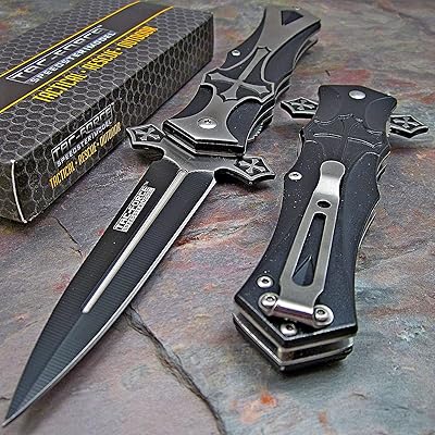 Tac Force Dagger Style Folding Knife, Black