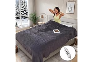 REYYNIO Electric Heated Blanket 72"x84" Full Size, Soft Coral Fleece with 4 Heating Levels and 10 Hours Auto-Off, Machine Washable, Cozy Plush Fabric for Home, Dark Gray