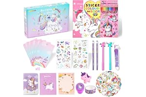 LOBSGOUS Unicorns Gifts for Girls - Cute School Supplies Set - 48 Pcs Kawaii Stationary Set - Stationary Letter Writing Kit - Best Birthday Gift for 6 7 8 9 10 11 12 Teen Girl