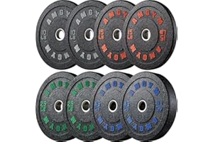 AMGYM High Bounce Bumper Plates Set, 2 Inch Weight Plates for Strength Training, 10-500lbs Floor-Protective Barbell Weights for Home Gym & Weight Lifting