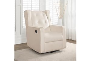 NAOMI HOME Nursing Chair for Breastfeeding and Bonding, 360° Swivel Rocker Recliner with Adjustable Recline Range, Ergonomic Lumbar Support, Adjustable Footrest, Easy Assembly, Soft Microfiber Fabric