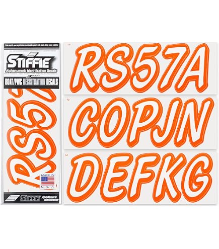 Kit Pegatinas Stiffie Shift Para Barcos - Números Y Letras Alfanuméricos, 3" Altura, Resistentes Agua Y UV