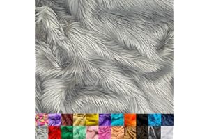 Ice Fabrics Faux Fur Fabric by The Yard - 60 Inches Wide Super Soft and Fluffy Shaggy Mohair Fur Fabric for Costumes, Apparel, Rugs, Pillows, Decorations and More - Silver - One Yard