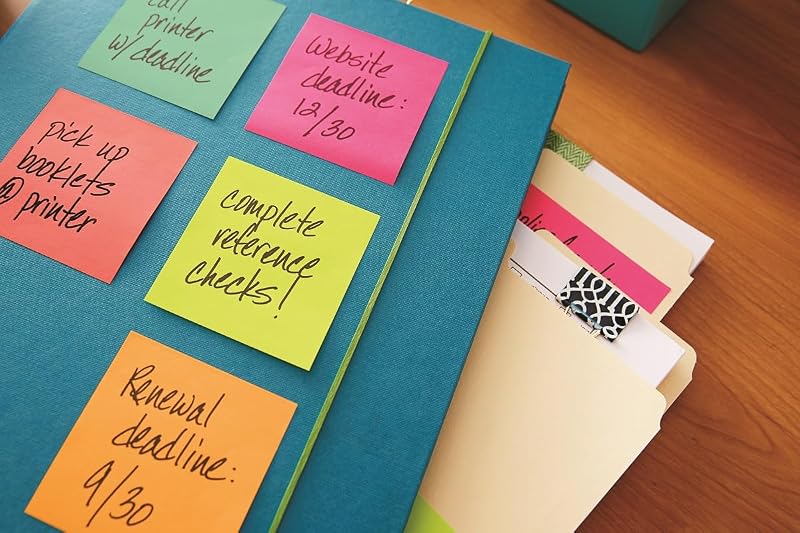 Mini Note Cube, Ultra Cores - 51 mm x 51 mm, 400 folhas, Azul/Verde/Rosa/Amarelo - Post-its para listas de tarefas e lembretes