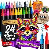ARTISTRO 24 Multicolor Dual-Tip Acrylic Paint Marker Pens for Drawing | For Fabric, Rock, Glass, Wood, Arts & Crafts Gift for Adults, Teens & Kids, Pumpkin Decorating Kit & Halloween Crafts