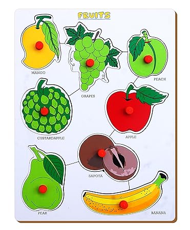 The Kiddy Depot Wooden  Knobbed Puzzle Fruits