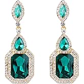 BriLove Women's Wedding Bridal Crystal Emerald Cut Infinity Figure 8 Chandelier Dangle Earrings