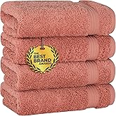Cotton Paradise Hand Towels for Bathroom, 100% Cotton Turkish 4 Piece Hand Towel Set, Soft Absorbent Face Towels, Coral