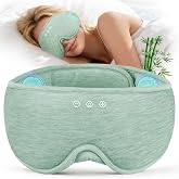 MUSICOZY Bluetooth 5.4 Sleep Headphones, Wireless Eye Mask Bamboo Fiber | Flat Full Coverage Design, Ultra-Thin Speakers, 14-Hour Playtime, Washable Removable Module for Sleeping, Meditation, Travel