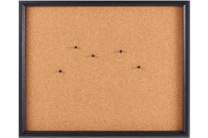 Towle Living Cork Board with 5 Push Pins for Home Office, Dorm Room, Bedroom, Kitchen, Classroom, 21 x 17 Inch, Black