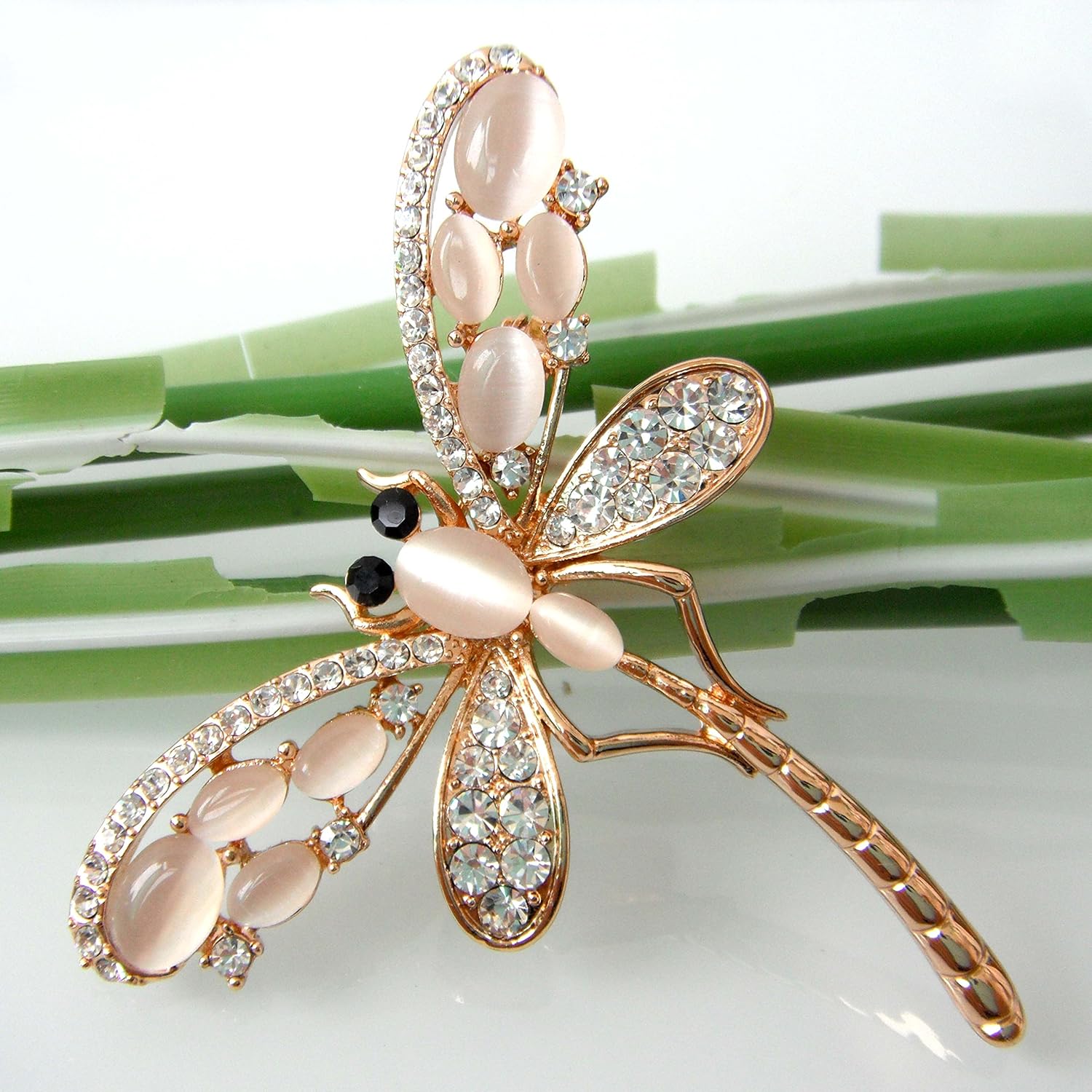 Navachi 18k Gold Plated White Opal Crystal Dragonfly Az7906b Brooch pins - Image 4