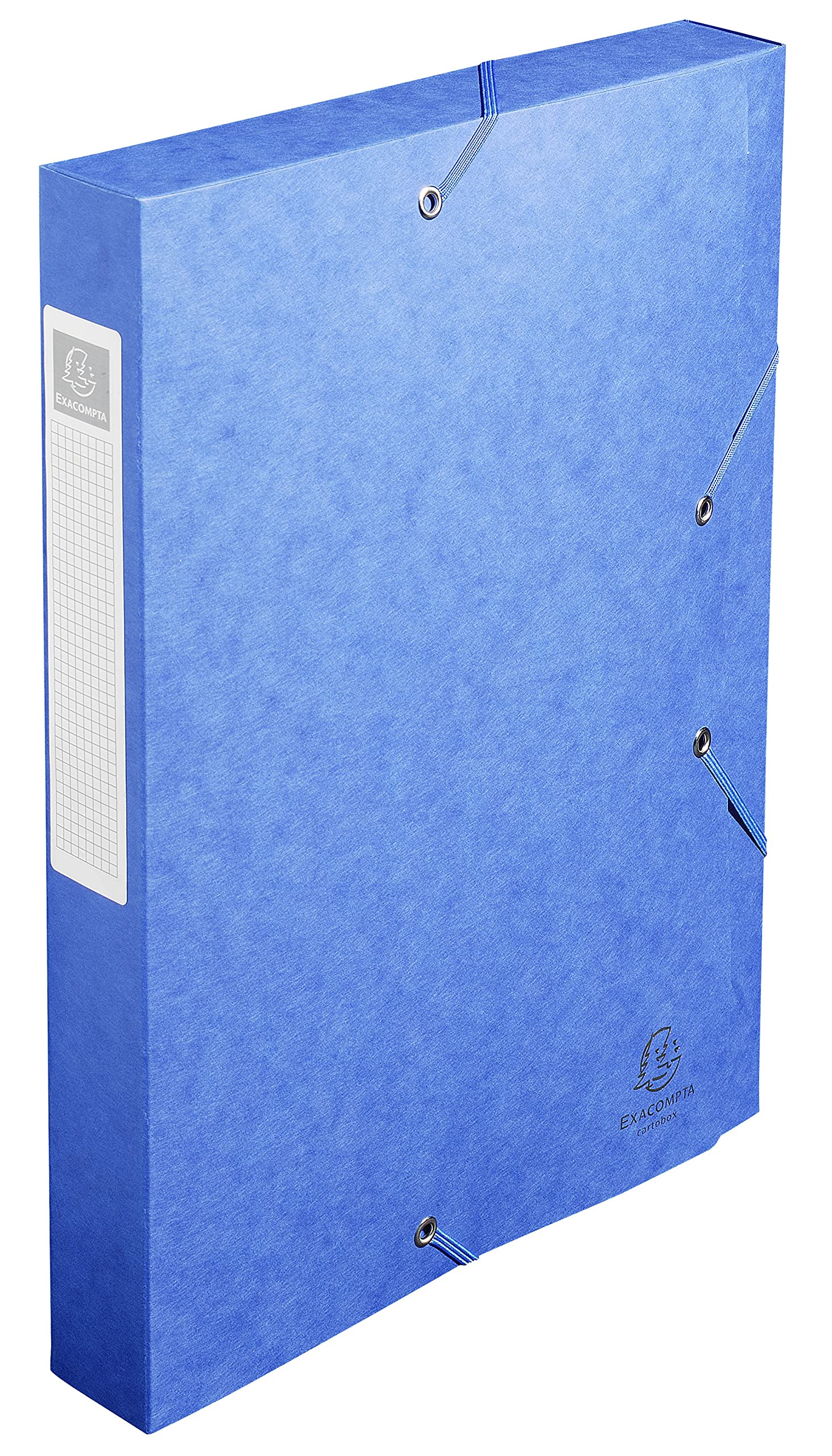 Exacompta - Ref. 14005H - 10 CARTOBOX filing boxes with rubber bands - delivered flat - 4 cm spine - 7/10th glossy card - 600g/m² - dimensions 25x33cm - A4 filing format - blue color