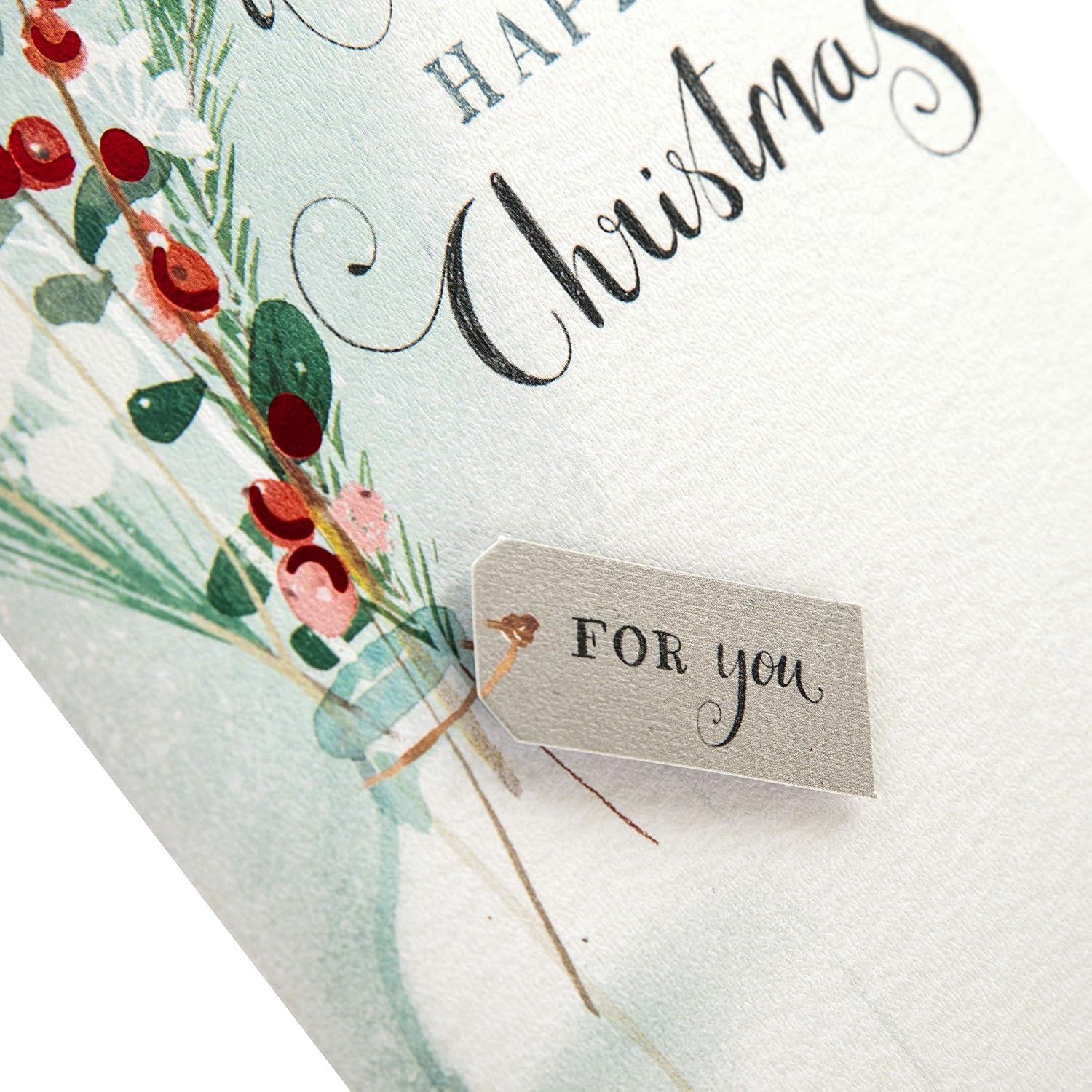 Hallmark Christmas Card - Contemporary Festive Foliage Design, Red, 20.2 cm by 13.8 cm - Image 4