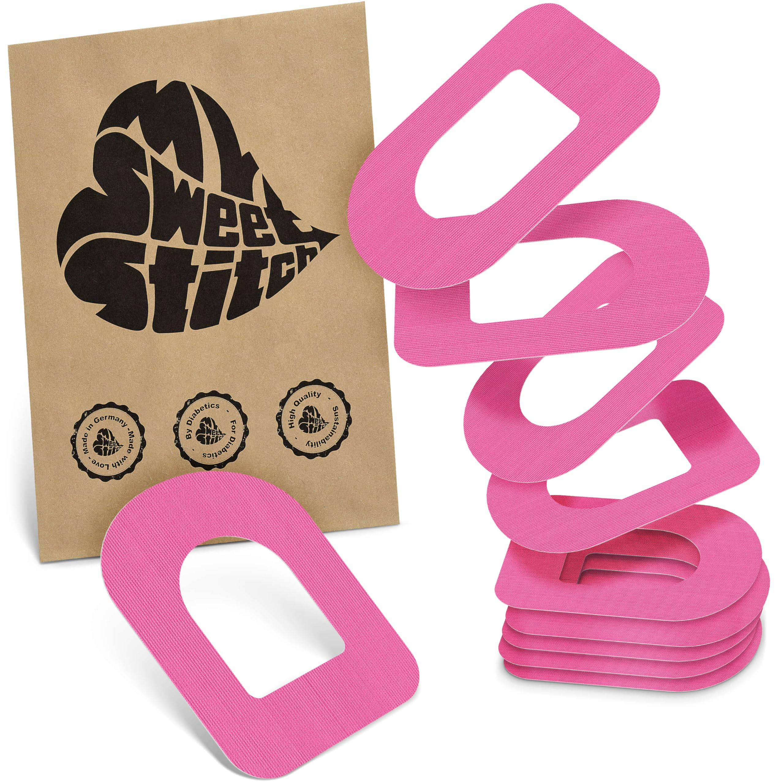 MySweetStitch - 10 x Omnipod Patches, Ring Patch Ø 95 x 72mm, Waterproof, Breathable, Skin-Friendly, Made in Germany, Pink