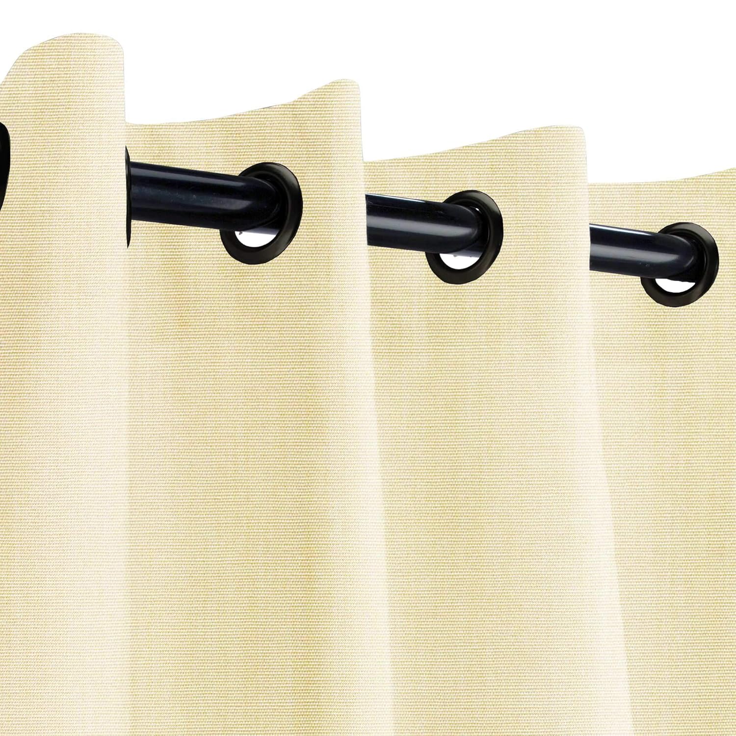 Sunbrella Canvas Brass Outdoor Curtain with Dark Gunmetal Grommets 50 in. Wide x 84 in. Long
