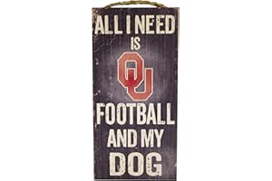 LA AUTO GEAR Fan Creations Oklahoma Sooners 6" x 12" All I Need is Football and My Dog Wood Sign