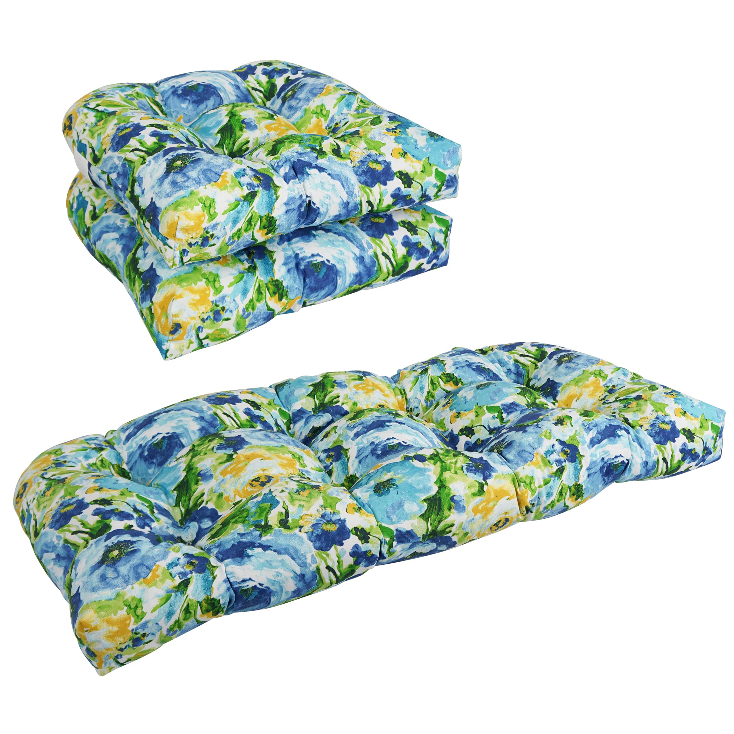 Photo 1 of ****SIMILAR ITEM******
Blazing Needles Outdoor U-Shaped Settee Cushion, Lesandra Sunblue, 1 Count
