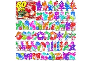 BICMAN 80 PCS Christmas Party Favors Supplies for Kids 3-5 4-8 8-12, Christmas Pop Fidget Toys Pack,Christmas Stocking Stuffers,Relieves Stress Anxiety,Classroom Rewards,Christmas Idea Gifts for Kids Adults