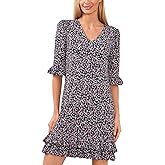 CeCe Womens V-Neck Knit Dress W/Ruffle Hem