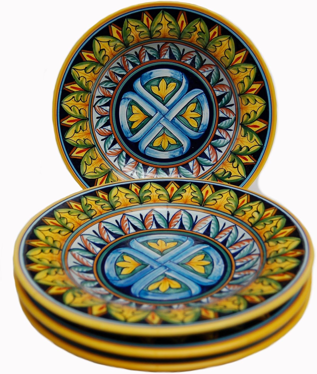 Geometrico Hand Painted Italian Ceramic Pasta Bowl Set Made