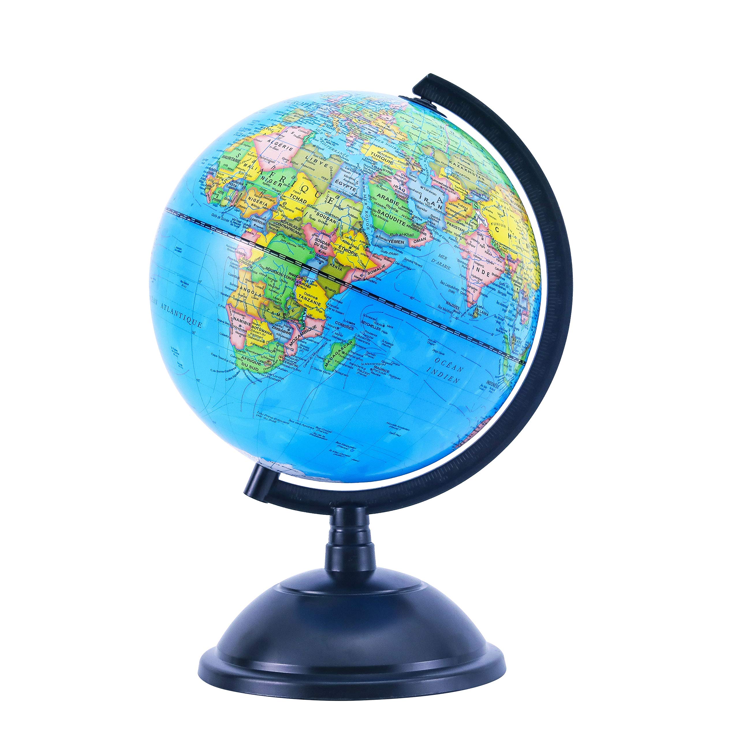 Exerz Educational World Globe 20cm Swivel Rotating Desk Top Globe - Diameter 20cm (French Map)