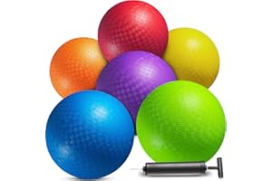 Playbolt 7-inch Dodgeballs For Kids & Adults (6 Pack) - Rubber Kickball Playground Four Square Balls With Pump - Colorful Indoor Or Outdoor Play Sports Balls For School PE Class, Recess, Backyard Game