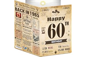 60th Birthday Card for Women Men – Back In 1965 Newspaper – 60th Happy BIRTHDAY card – 60 birthday gift for Her Him – JUMBO A