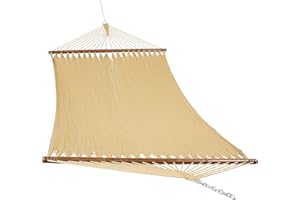 Sunnydaze Soft-Spun Polyester Rope Double Hammock for Outside - 600-Pound Weight Capacity Extra Large Hammock - Tan