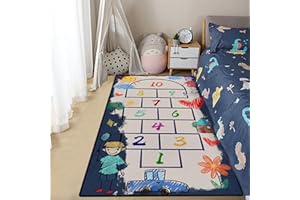 Cute Learning Hop Count Hopscotch Numbers Rug for Kids Room Boys Girls, Soft Non-Slip Toddler Children Educational Area Rug f
