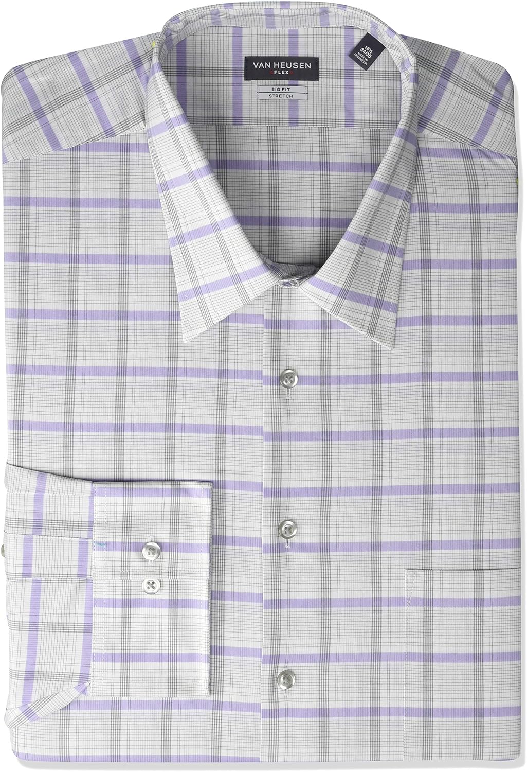Van Heusen Men's Big Fit Dress Shirts Flex Collar Stretch Check at  Men’s Clothing store