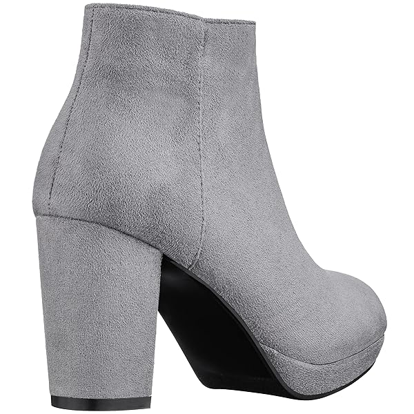 ILLUDE WOMEN’S ANKLE BOOTIE SIDE ZIP COMFORTABLE BLOCK HEEL CHUNKY PLATFORM ANKLE BOOTS (11, GREY SUEDE)