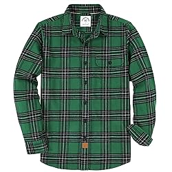 Dubinik Mens Flannel Shirt, Forest Green, Regular