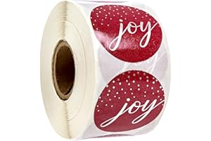 SBLABELS Joy Christmas Stickers / 500 Shiny Holiday Labels / 1.5" Christmas Sticker Envelope Seals/Winter Season Label/Made in The USA