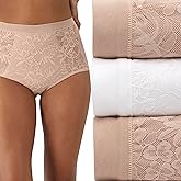 Bali womens Breathe Underwear, High-rise Briefs, Breathable Cotton Modal Lace Panties, 3-pack