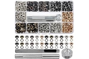 YORANYO 480 Sets Grommet Kit for Fabric Mixed Color Eyelets Set for Leather with Install Tool Storage Box for Scrapbooking Card Making Leather Craft Shoes Clothes Bags Fabric Canvas Paper Craft Inner 0.2 Inch