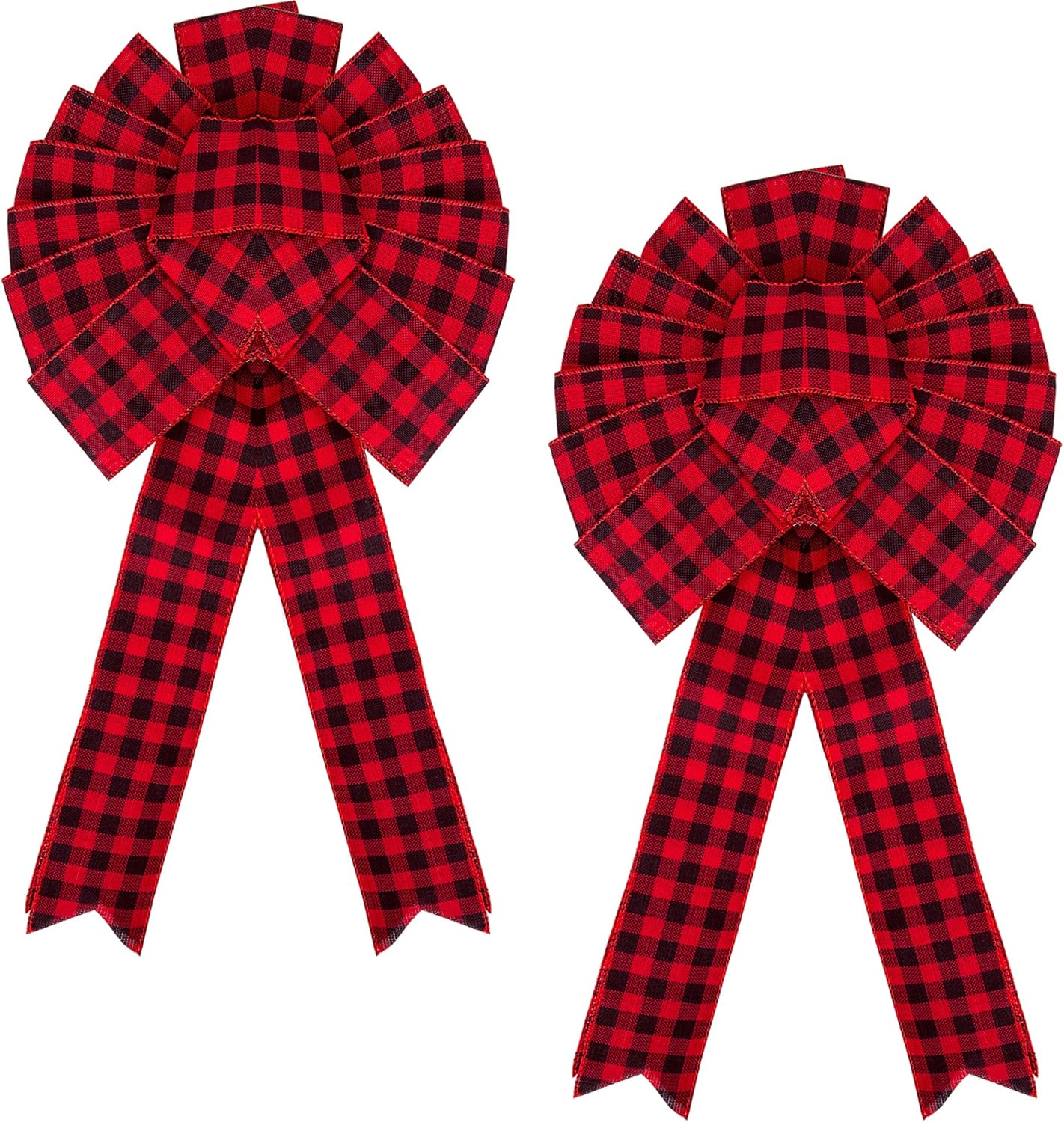 Tree Toppers - Iceyyyy 2 Packs Christmas Tree Topper Bow - 18.5 Inch Large Red and Black Buffalo Plaid Tree Topper Bow Decoration for Indoor Outdoor Christmas Party …