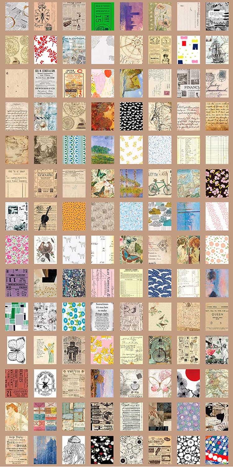 Lcoor 365 Pcs Vintage Journaling Scrapbooking Material Paper, Vintage Ins Style News Paper Letter Decorative Antique Retro Natural Collection Art Craft Diary Journal Embellishment Supplies