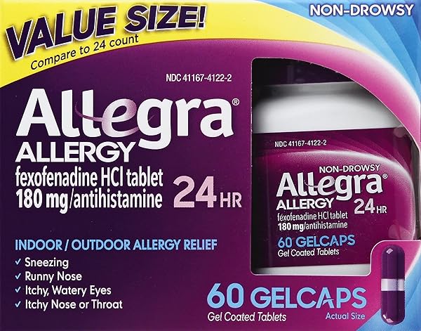 ALLEGRA ALLERGY 24 HOUR GELCAPS, 180 MG, 60 COUNT