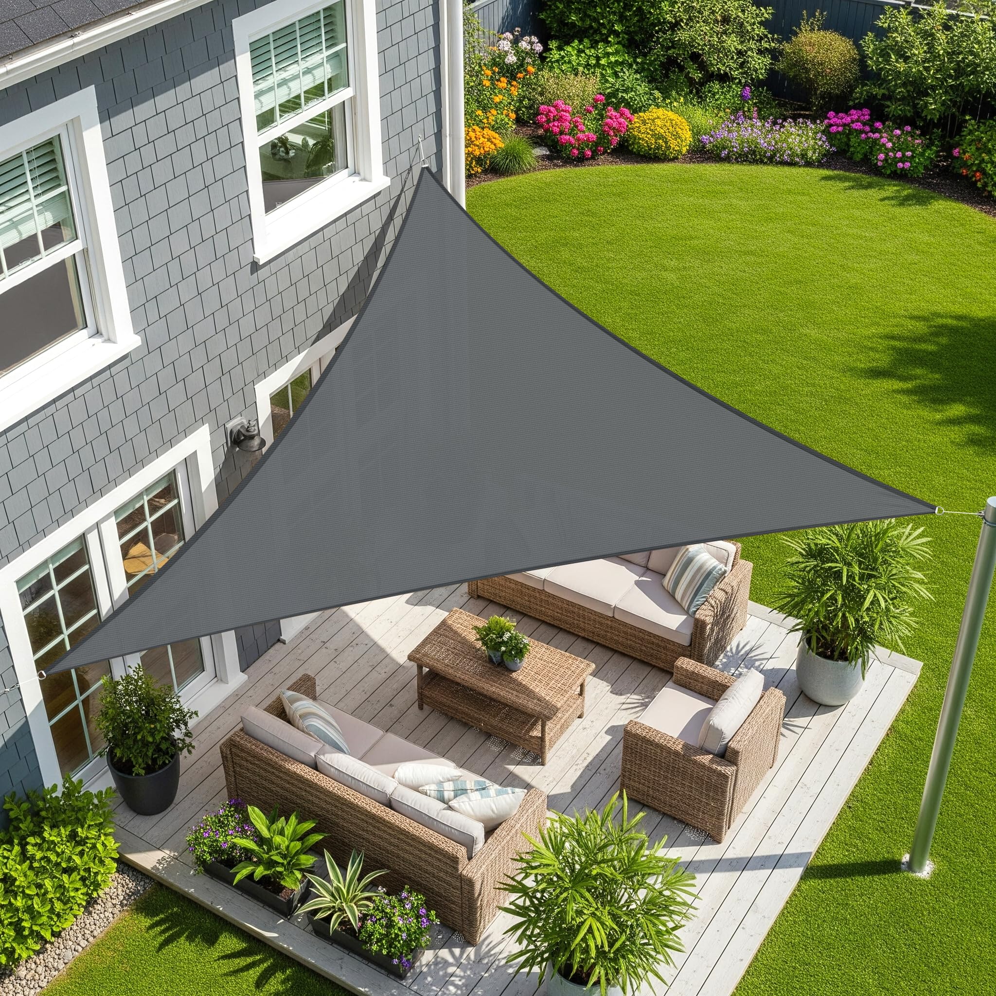 Sunnylaxx 5x5x5m Triangle Shade Sail,Anthracite Waterproof Sun Shades Outdoor Canopy 95% UV Block Water Resistant Sunshade for Patio,Garden,Backyard
