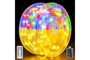 shineshine Christmas Lights Outdoor 400LED 131FT, Color Changing IP67 Waterproof String Lights, 11 Lighting Modes Timer Memory Christmas Lights for House Decoration (Warm White + Multicolor)
