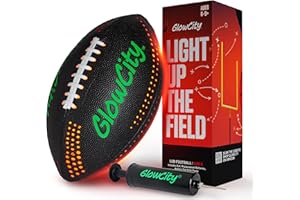 GlowCity Glow in The Dark Football - Size 3/6 Light Up Ball Gifts for Kids, Teens & Adults - Bright Football for Night Outdoor Games - Sports Birthday Gift Ideas for Boys Ages 6 7 8 9 10 11 12 13 14