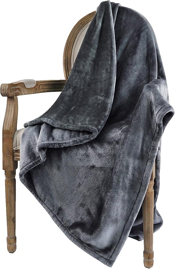 Bertte Ultra Velvet Plush Super Soft Decorative Throw Blanket50"x 60", Dark Grey