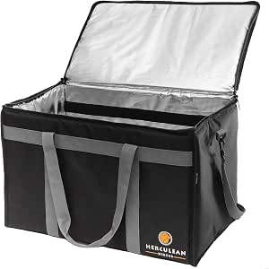 Cherrboll Insulated Food Delivery Bag - Large 23x14x15 Inches, Thermal Catering Bag With Side Pockets, Red