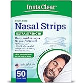 Instaclear Extra-Strength Nasal Breathing Strips Clear 50 ct | Works Instantly, Nasal Congestion Relief, Stops Snoring, Cold & Allergy