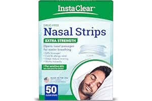 Instaclear Extra-Strength Nasal Breathing Strips Clear 50 ct | Works Instantly, Nasal Congestion Relief, Stops Snoring, Cold & Allergy