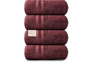 ORGANIX - SUSTAINABLE HEALTH SUPPLIES Organix Oversized 4 Piece Soft Bath Sheets Towels 550 GSM Cotton Bath Towels Extra Large 35"x70", Highly Absorbent & Quick Dry, Super Soft Hotel Quality Extra Large Bath Towels, Daily Use (Maroon)