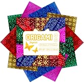 JoyCat Iridescent Laser Origami Paper, 50 Holographic Sheets, 6x6 Inch | Holographic sheets shift color in the light for eye-catching origami, gift wrapping, cards, party decor and metallic crafts.